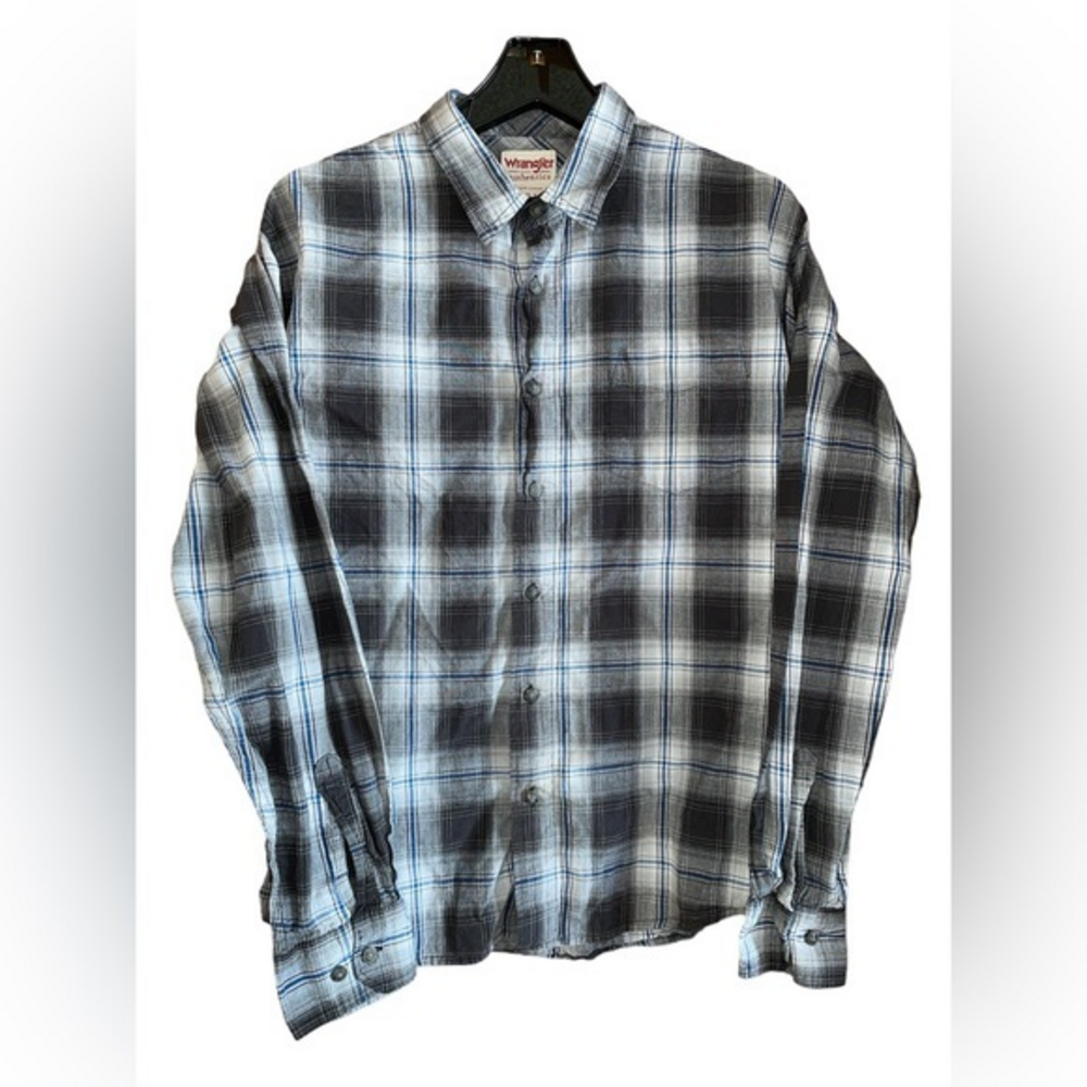 Wrangler Authentics Men’s Cotton Casual Plaid Button Down Shirt Size Large